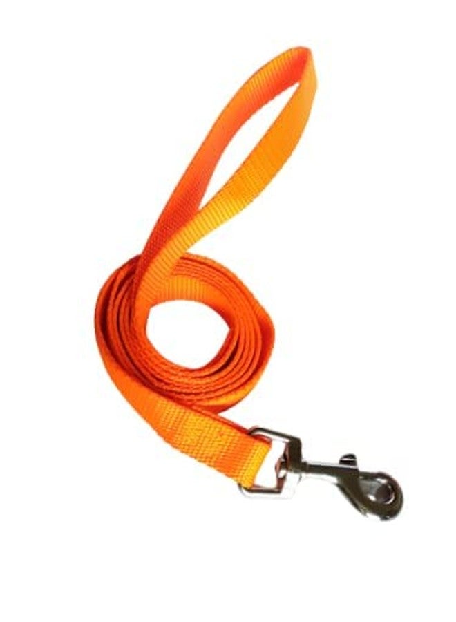 Pups&Pets 10MM Nylon Plain Strip Pattern Heavy Hook Leash with Adjustable Buckle Neck Collar Belt Ideal for Outdoor Training/Walking Dogs and Puppies (Orange) - Image 3